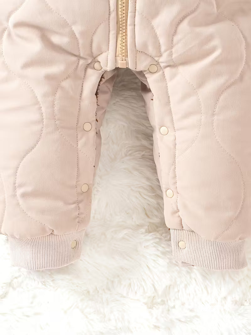 Catasy Bej Qışlıq Körpə Jumpsuit – İsti, Fermuarlı və Rahat Romper