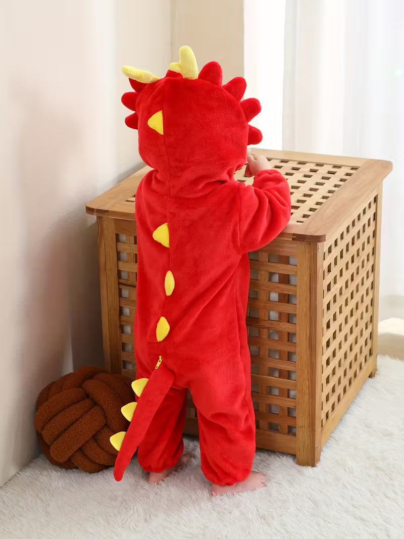 Körpələr üçün Sevimli Əjdaha Başlıqlı İsti Kombinezon – Ad Günü & Çöl üçün