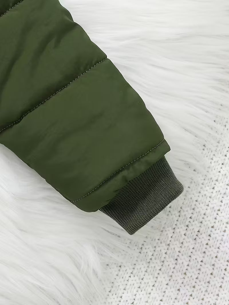 “Şirin Ayı Naxışlı Yaşıl Kapüşonlu Jumpsuit – Körpələr üçün Payız/Qış Rahat Geyimi”