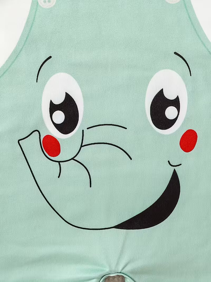 1 Parça Körpə Oğlan Geyimi – Yumşaq və Rahat, Kiçik Fil Printli, Asan Bez Dəyişikliyi, Yaz/Payız üçün İdeal”