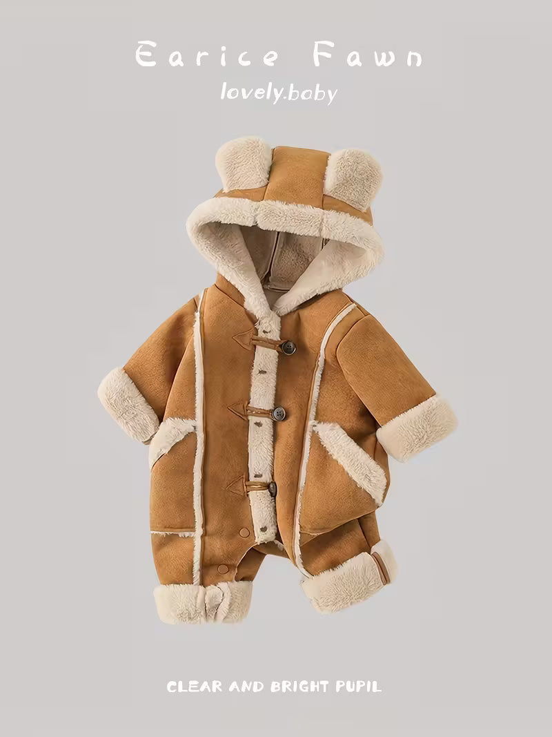 Körpələr üçün Polar Astarlı Qışlıq Uzunqol Romper – İsti & Dəbli Seçim