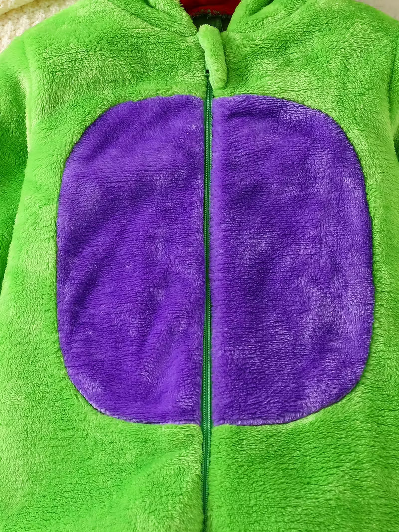 Körpə Qızlar üçün Dinozavr Başlıqlı Yumşaq Romper – Payız & Qış üçün Şirin Seçim