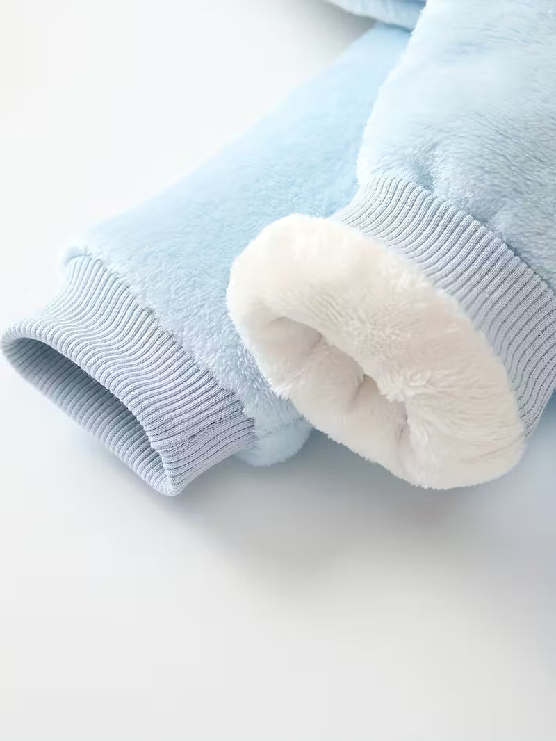 Qız və Oğlan Körpələr üçün Yumşaq Ayı Naxışlı Kombinezon – Payız/Qış üçün İdeal