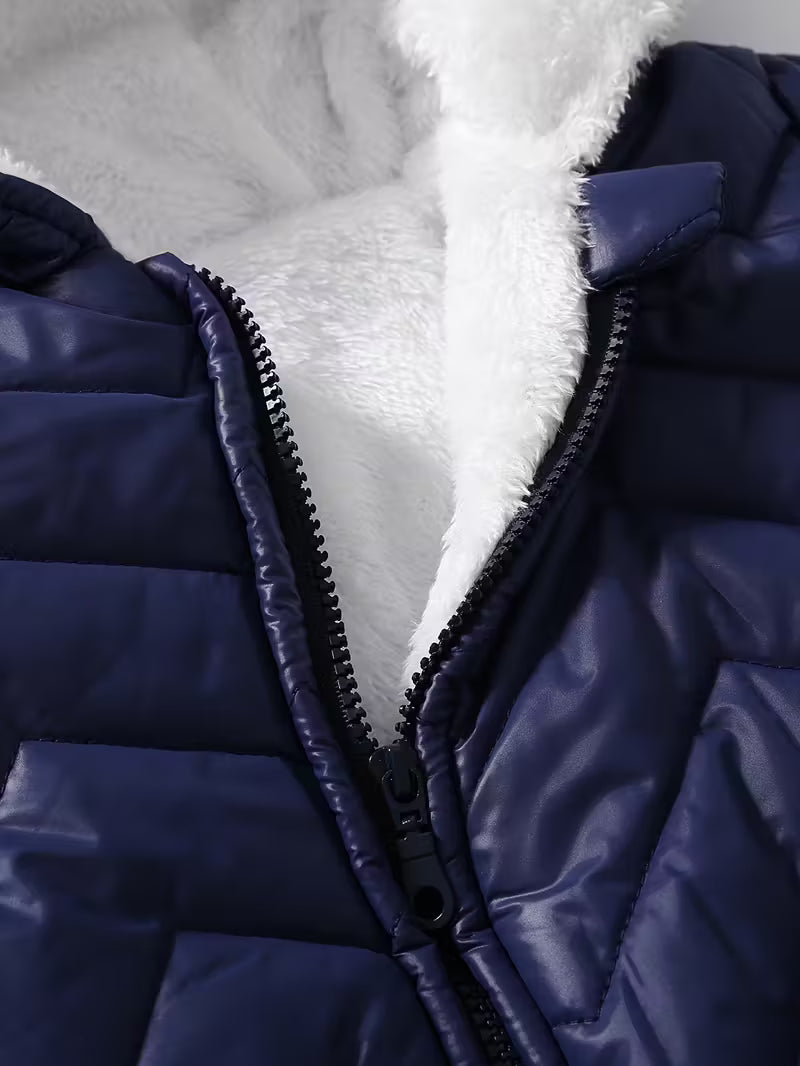 Qız Uşaqları üçün Yumşaq Fleece Astarlı Uzunqol Bodisi – Şirin Ayı Dizaynlı Kapüşonlu