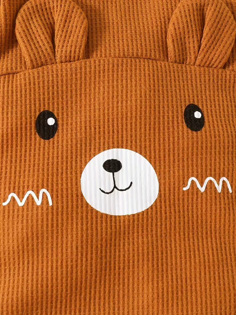 Körpə üçün Trendy Çaplı Uzunqollu Romper və Uyğun Şapka