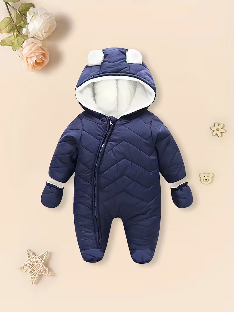 Qız Uşaqları üçün Yumşaq Fleece Astarlı Uzunqol Bodisi – Şirin Ayı Dizaynlı Kapüşonlu