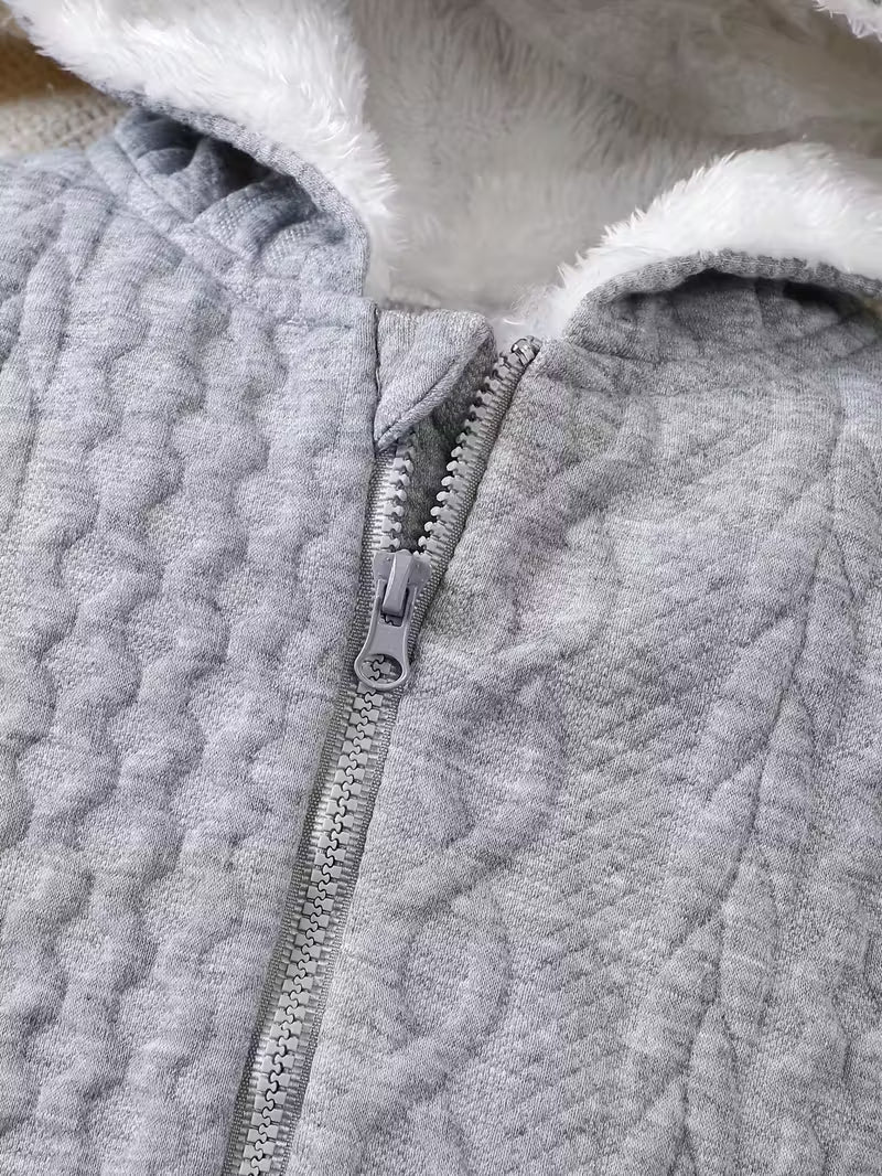 Körpə Qız üçün Rahat Qışlıq Romper – Yumşaq Parça, Cibli və Xarici Oyun üçün İdeal