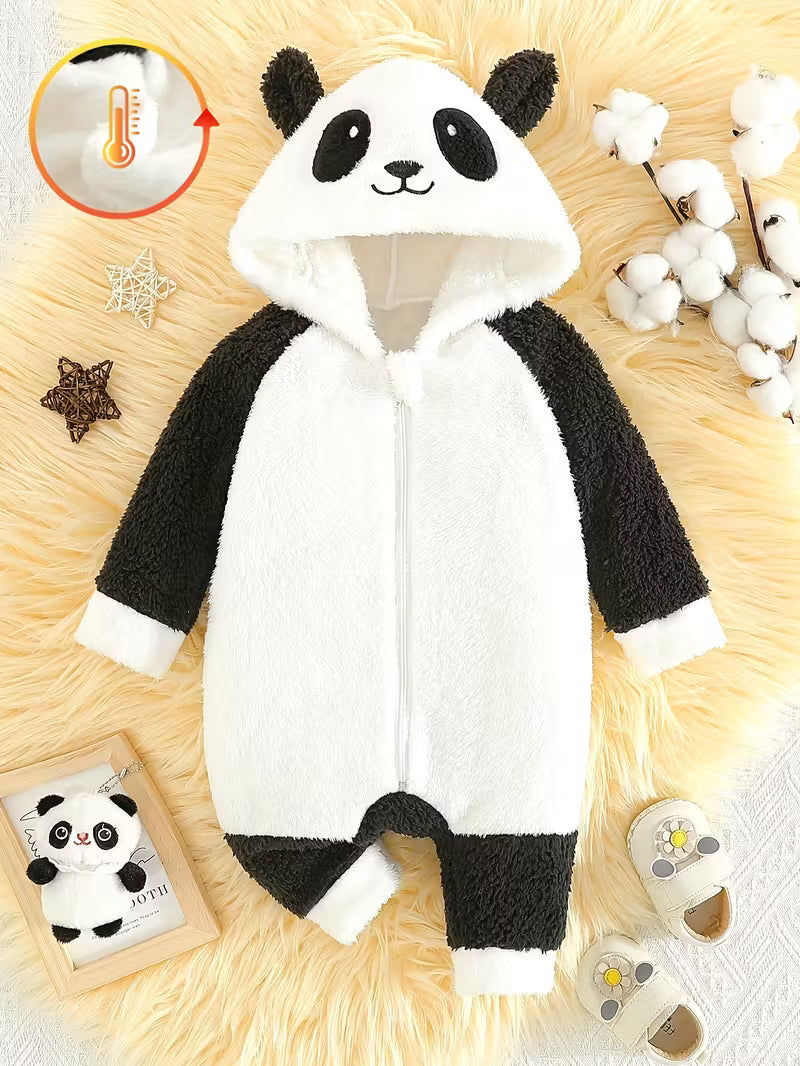 Körpə Qız Jumpsuit – İsti Fleece, Kapüşonlu, Fermuarlı, Uzun Qol, Cepli, Payız/Qış Açıq Hava Üçün Şirin və Rahat