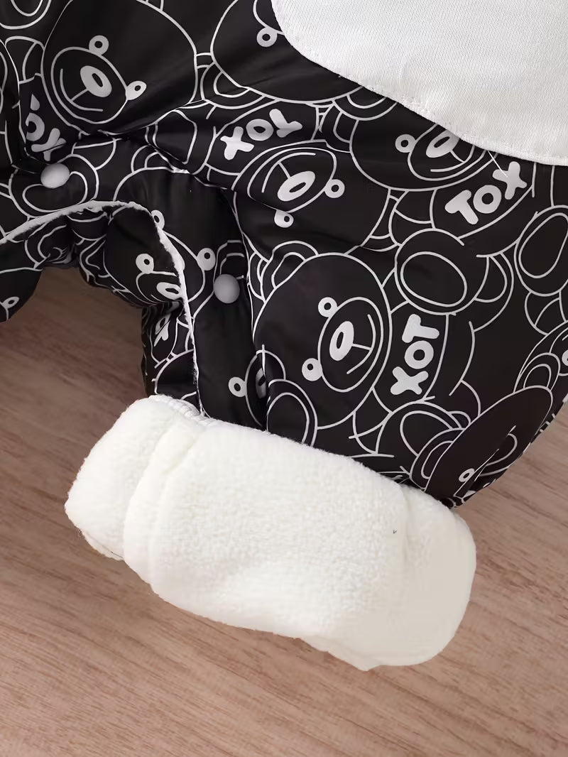 Körpələr üçün Qışlıq Fermuarlı Kombinezon – Rəng Bloklu, Yumşaq Polyester