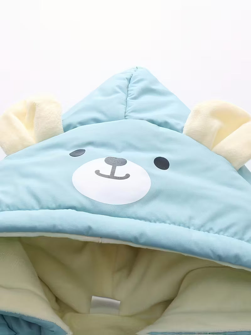 Unisex Qışlıq Ayı Başlıqlı İsti Romper – Sevimli və Rahat Xarici Geyim