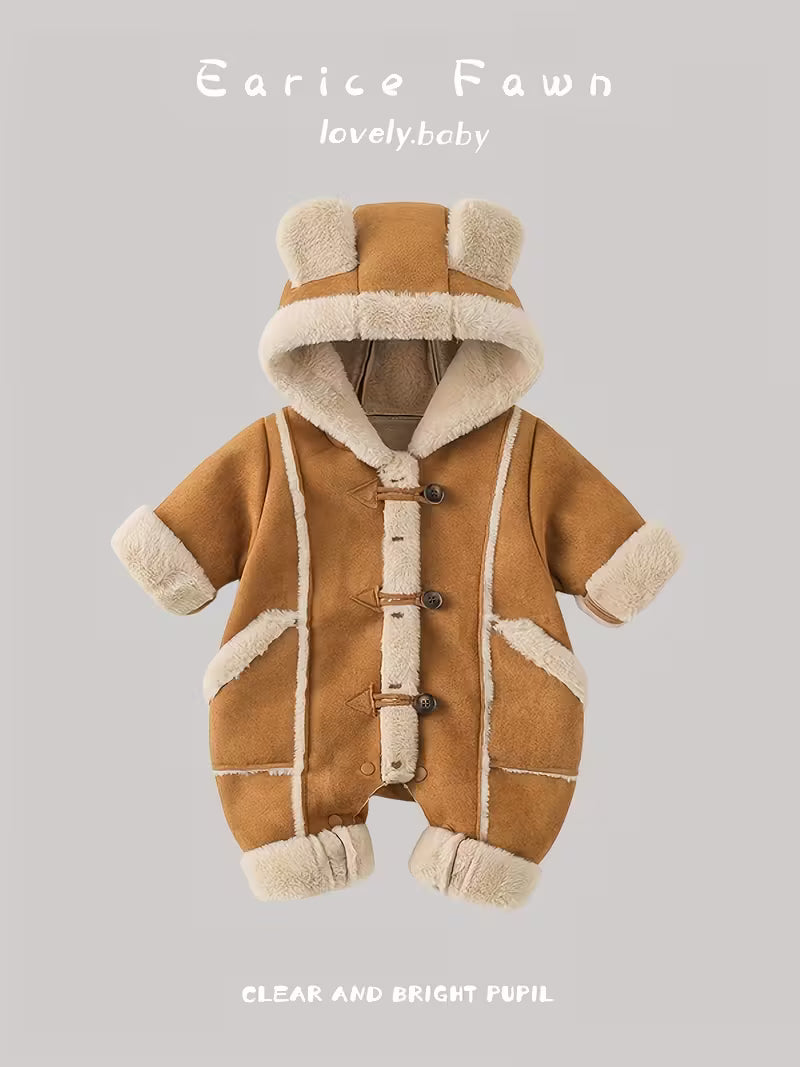 Körpələr üçün Polar Astarlı Qışlıq Uzunqol Romper – İsti & Dəbli Seçim