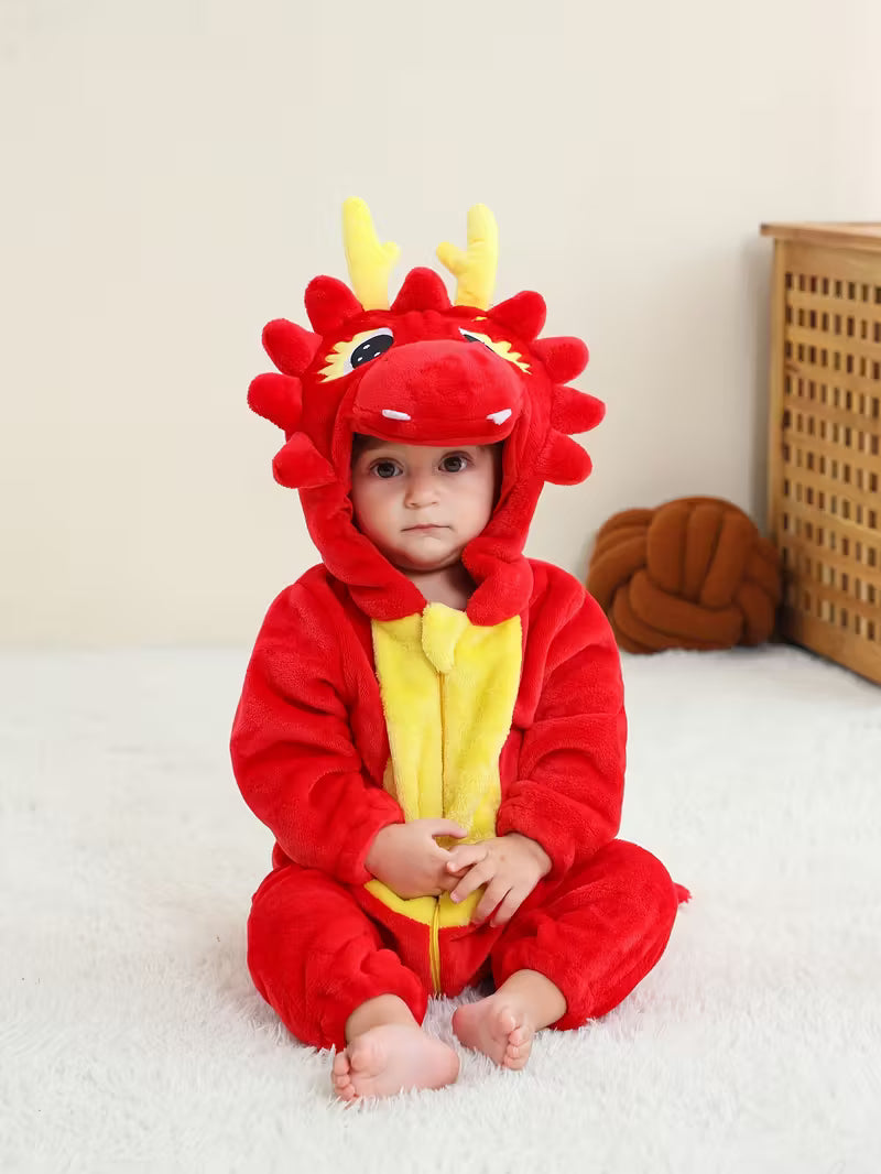 Körpələr üçün Sevimli Əjdaha Başlıqlı İsti Kombinezon – Ad Günü & Çöl üçün