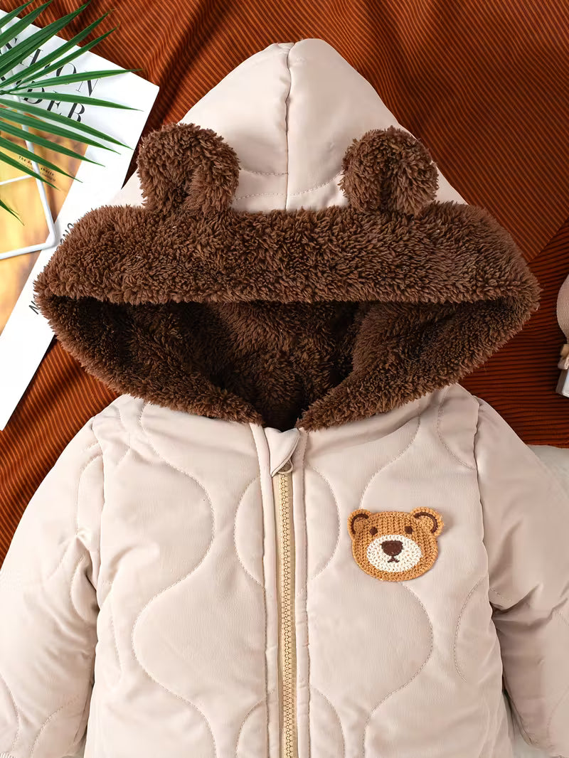 Catasy Bej Qışlıq Körpə Jumpsuit – İsti, Fermuarlı və Rahat Romper