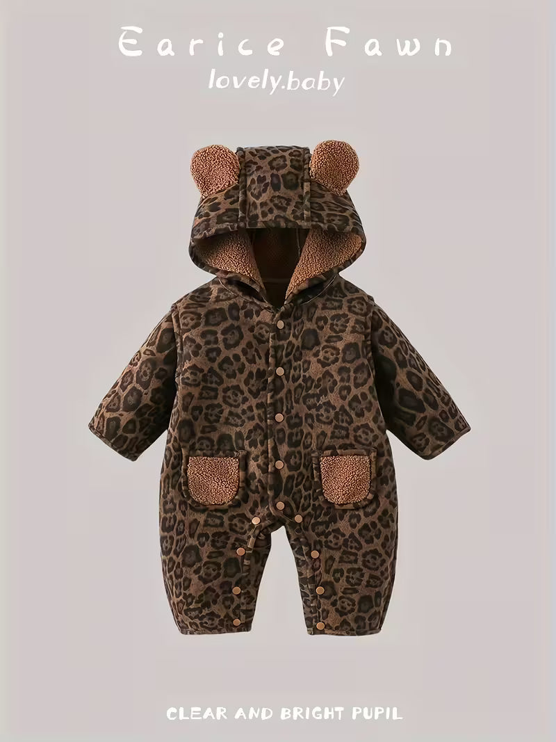 Qız Uşaqları üçün Şirin Heyvan Başlıqlı Qışlıq Kombinezon – İsti & Fotoşəkillər üçün İdeal