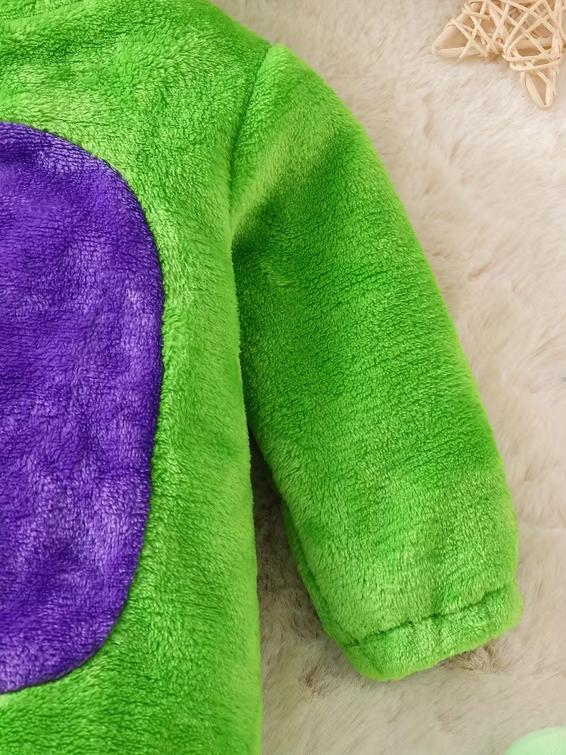 Körpə Qızlar üçün Dinozavr Başlıqlı Yumşaq Romper – Payız & Qış üçün Şirin Seçim