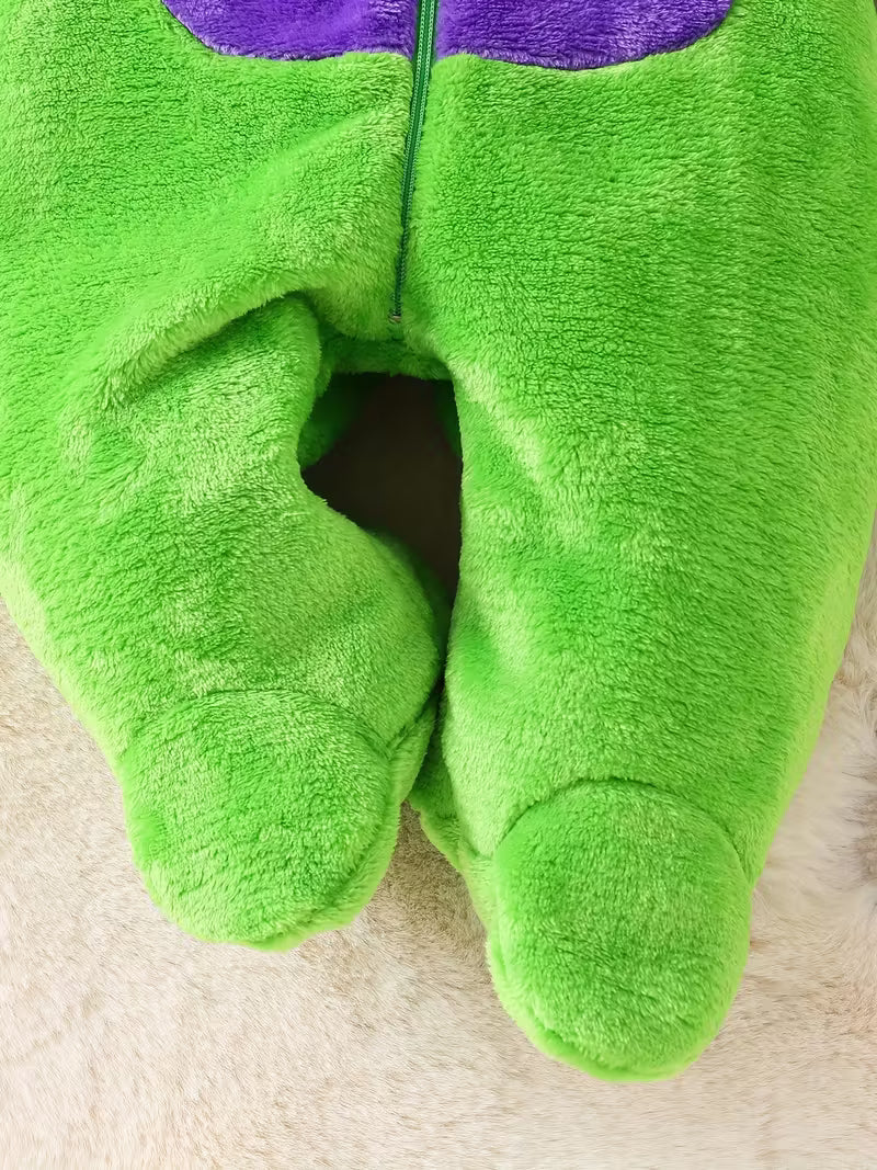 Körpə Qızlar üçün Dinozavr Başlıqlı Yumşaq Romper – Payız & Qış üçün Şirin Seçim