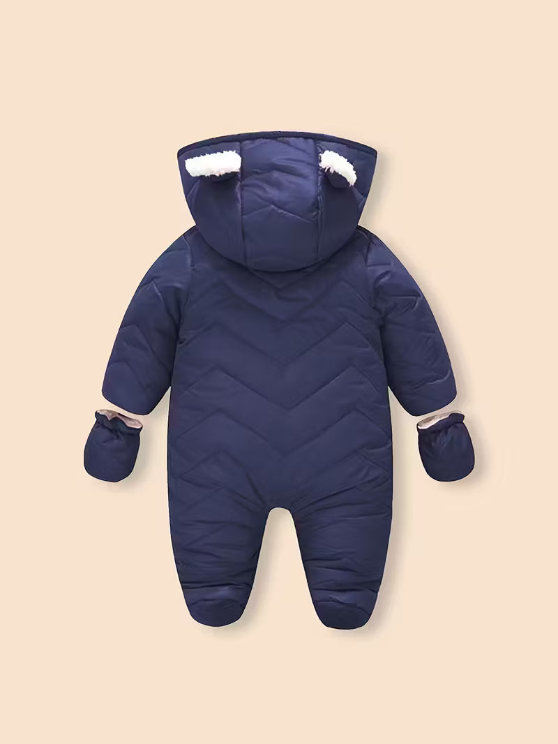 Qız Uşaqları üçün Yumşaq Fleece Astarlı Uzunqol Bodisi – Şirin Ayı Dizaynlı Kapüşonlu