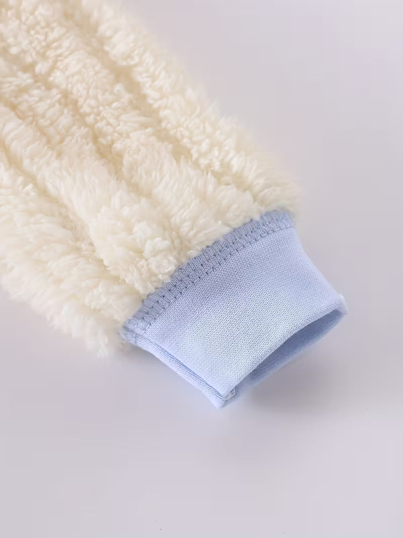 Payız/Qış üçün Yumşaq Dovşan Naxışlı Kapüşonlu Körpə Bodi – 0-9 Ay İstilik Saxlayan Körpə Kombinezonu, Açıq Hava Üçün Mükəmməl