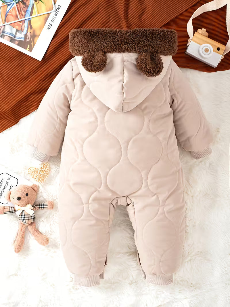 Catasy Bej Qışlıq Körpə Jumpsuit – İsti, Fermuarlı və Rahat Romper