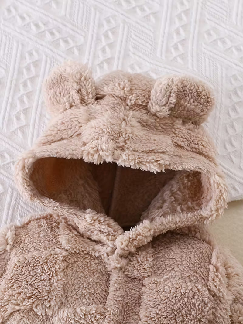 Uşaq Oğlan Üçün Qış Onesie – Kapüşonlu Yumşaq Romper, İsti və Rahat