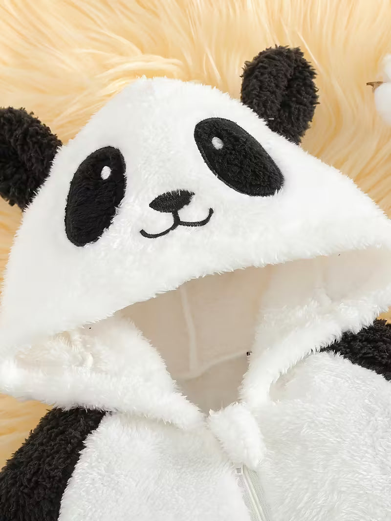 Körpə Qız Jumpsuit – İsti Fleece, Kapüşonlu, Fermuarlı, Uzun Qol, Cepli, Payız/Qış Açıq Hava Üçün Şirin və Rahat