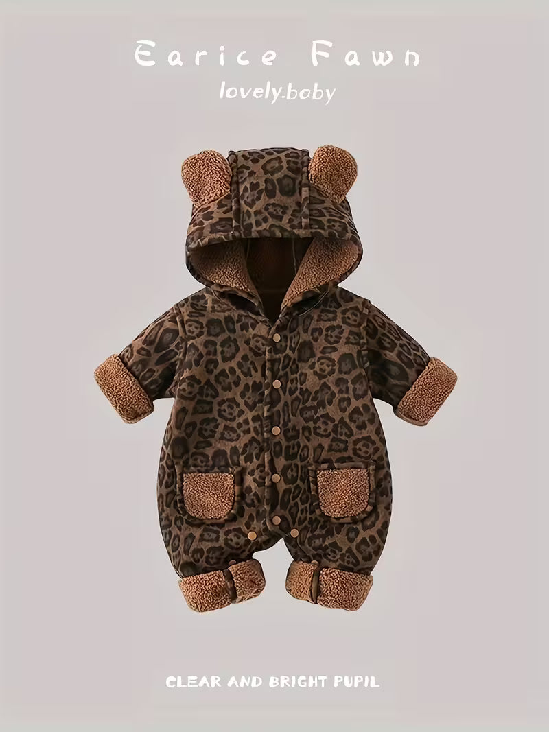 Qız Uşaqları üçün Şirin Heyvan Başlıqlı Qışlıq Kombinezon – İsti & Fotoşəkillər üçün İdeal