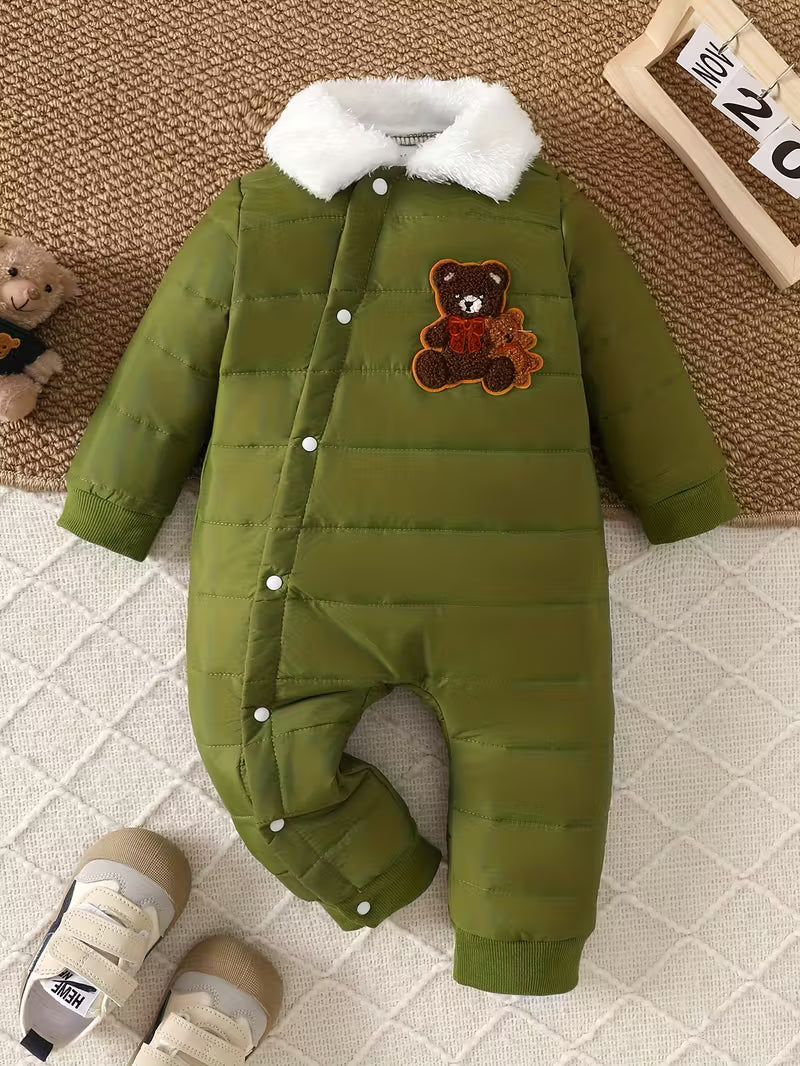 Körpə Qış Jumpsuit Yumşaq, İsti, Kapüşonlu, Fermuarlı, Elastik Manşetli, Açıq Hava Üçün