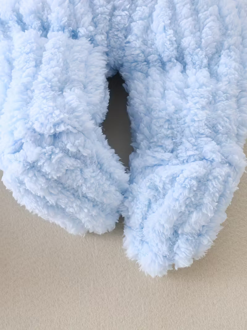 Payız/Qış üçün Yumşaq Dovşan Naxışlı Kapüşonlu Körpə Bodi – 0-9 Ay İstilik Saxlayan Körpə Kombinezonu, Açıq Hava Üçün Mükəmməl