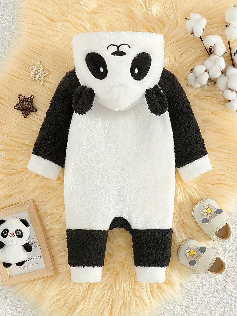 Körpə Qız Jumpsuit – İsti Fleece, Kapüşonlu, Fermuarlı, Uzun Qol, Cepli, Payız/Qış Açıq Hava Üçün Şirin və Rahat