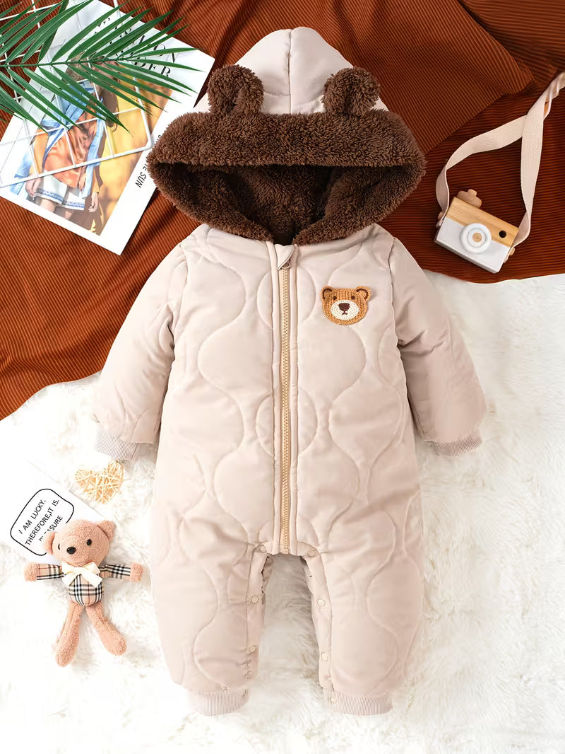 Catasy Bej Qışlıq Körpə Jumpsuit – İsti, Fermuarlı və Rahat Romper