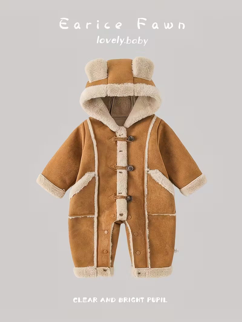 Körpələr üçün Polar Astarlı Qışlıq Uzunqol Romper – İsti & Dəbli Seçim