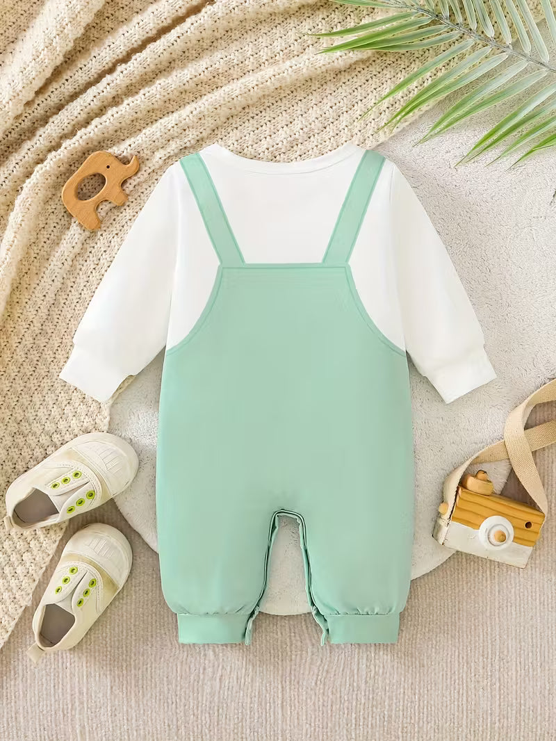 1 Parça Körpə Oğlan Geyimi – Yumşaq və Rahat, Kiçik Fil Printli, Asan Bez Dəyişikliyi, Yaz/Payız üçün İdeal”