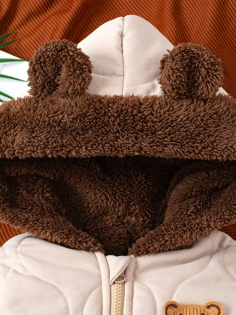 Catasy Bej Qışlıq Körpə Jumpsuit – İsti, Fermuarlı və Rahat Romper