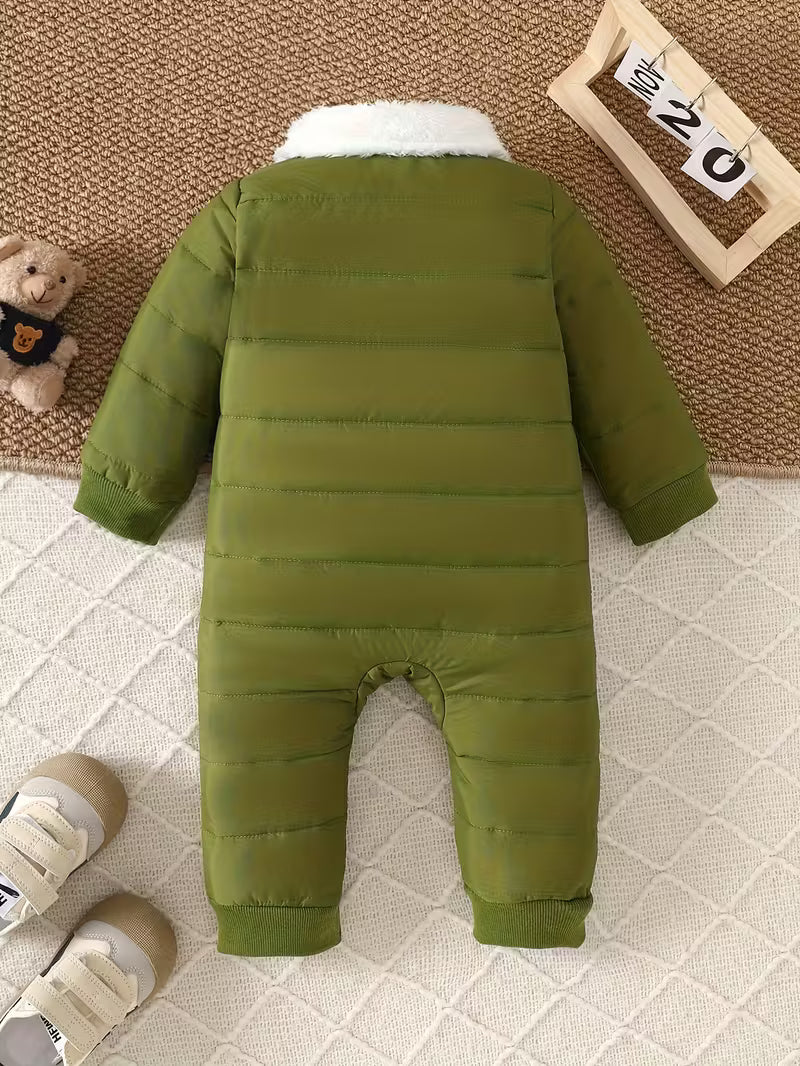 Körpə Qış Jumpsuit Yumşaq, İsti, Kapüşonlu, Fermuarlı, Elastik Manşetli, Açıq Hava Üçün