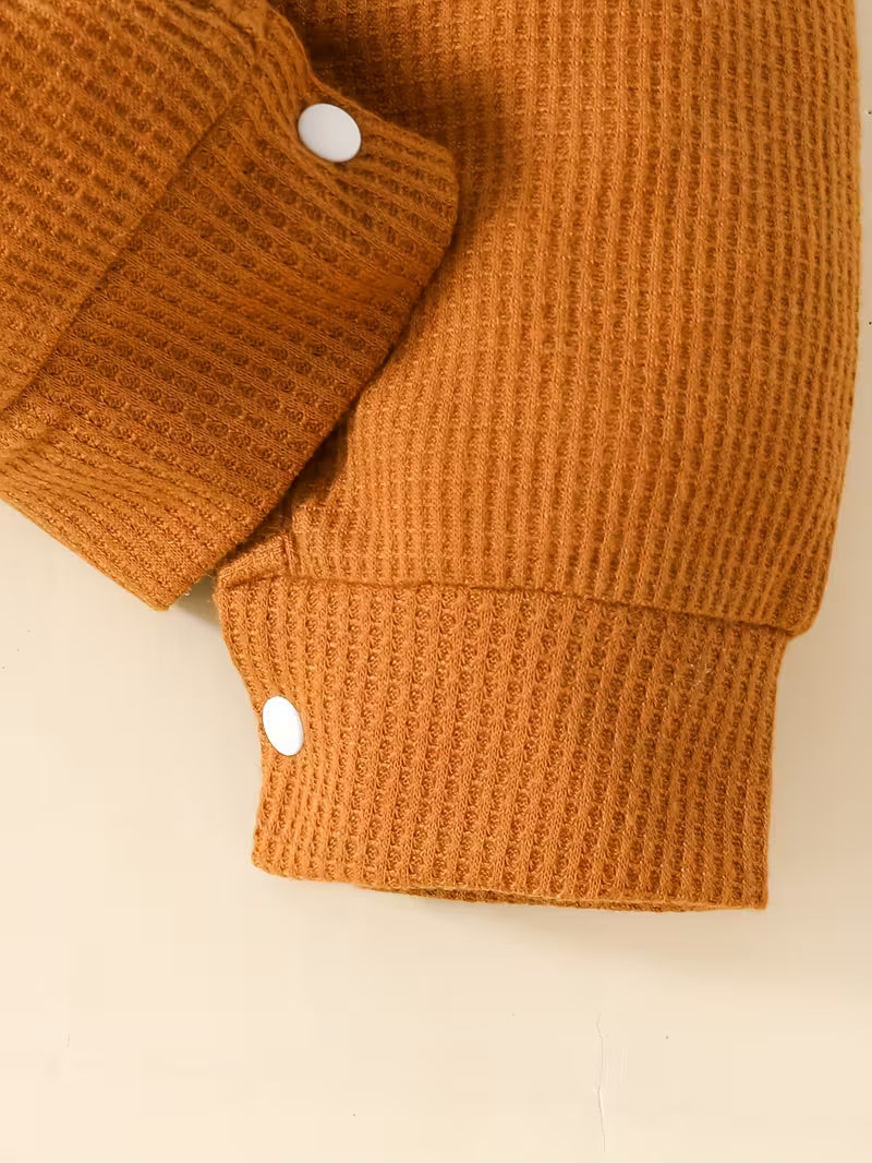 Körpə üçün Trendy Çaplı Uzunqollu Romper və Uyğun Şapka