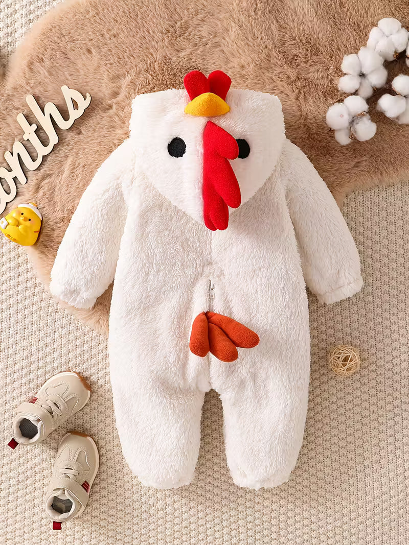 Körpələr üçün Tolo Dovşan & Cücə Kapüşonlu Yumşaq Kombinezon – Qış & Bayramlar üçün İdeal