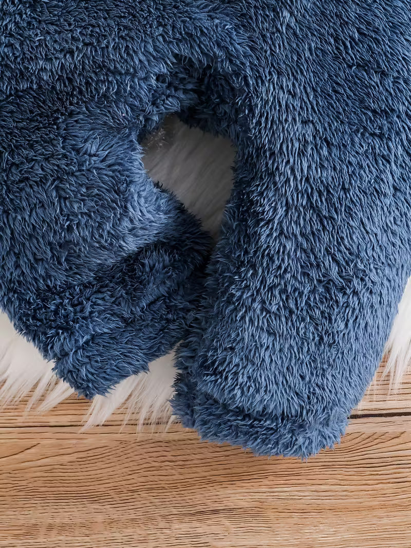 Körpə Oğlan üçün Rahat Mavi Koala Kombinezonu – Yumşaq Flis Kapüşonlu Fermuarlı, Ciblərlə, Payız/Qış üçün İsti və Şık
