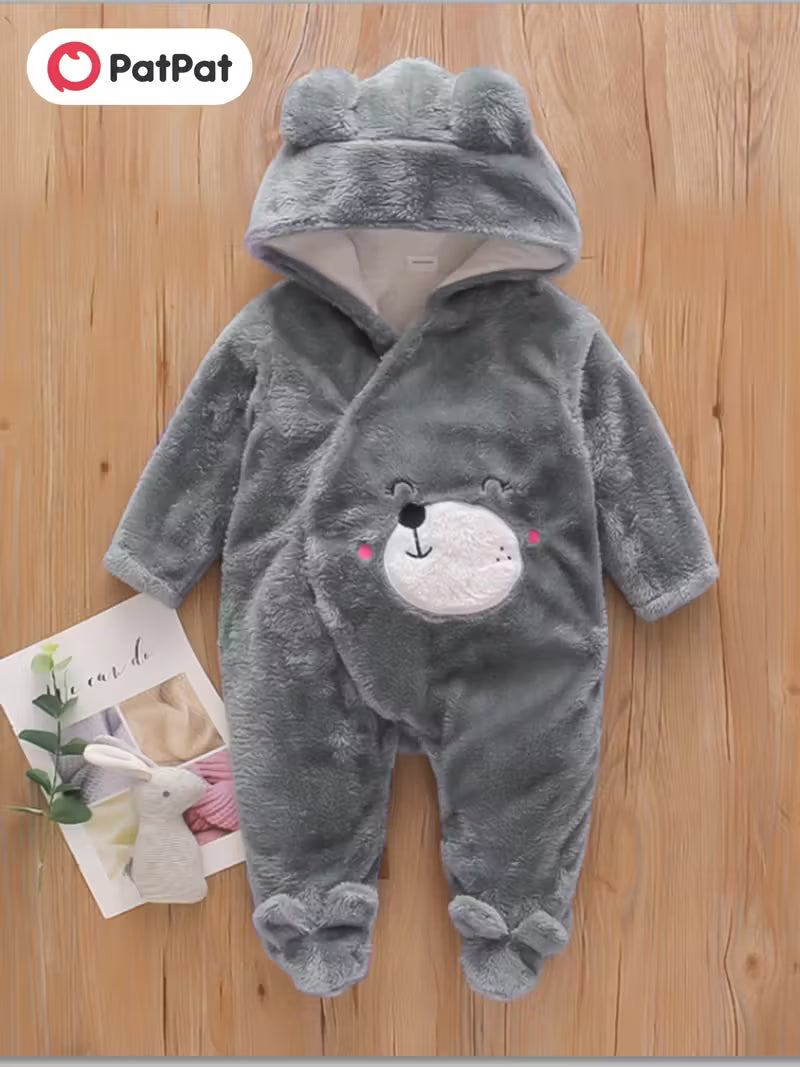 Super İsti Ayı Naxışlı Körpə Kombinezonu – Qışda Rahat və Şirin