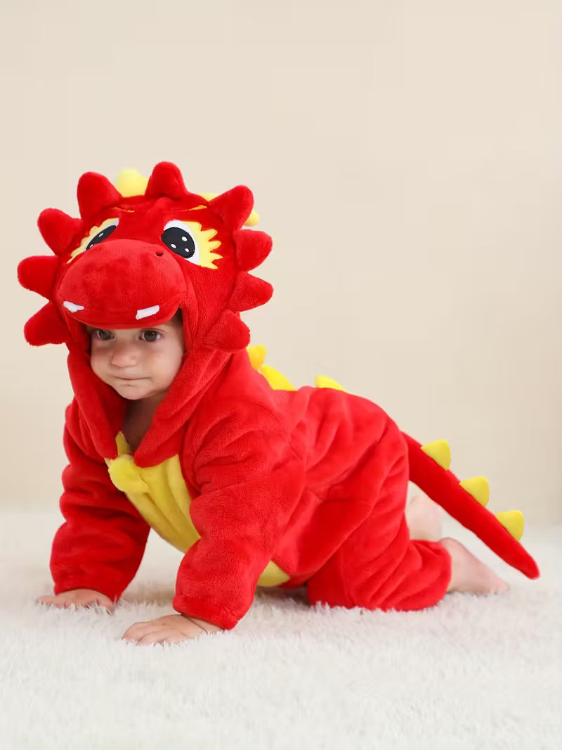 Körpələr üçün Sevimli Əjdaha Başlıqlı İsti Kombinezon – Ad Günü & Çöl üçün