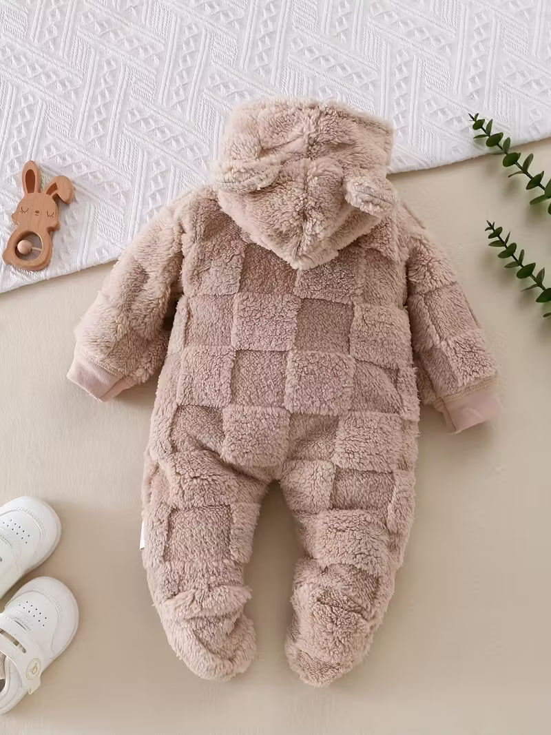 Uşaq Oğlan Üçün Qış Onesie – Kapüşonlu Yumşaq Romper, İsti və Rahat