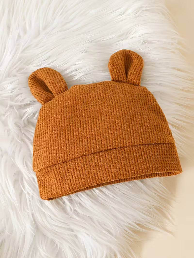 Körpə üçün Trendy Çaplı Uzunqollu Romper və Uyğun Şapka