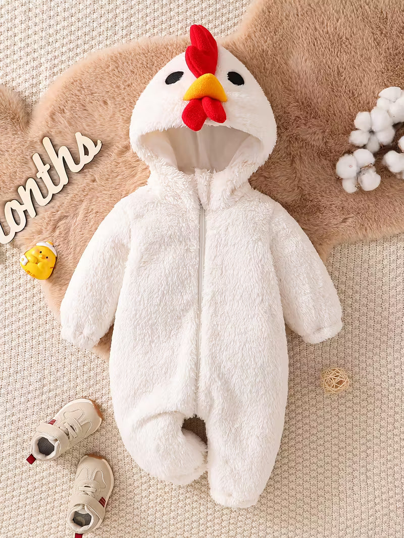 Körpələr üçün Tolo Dovşan & Cücə Kapüşonlu Yumşaq Kombinezon – Qış & Bayramlar üçün İdeal