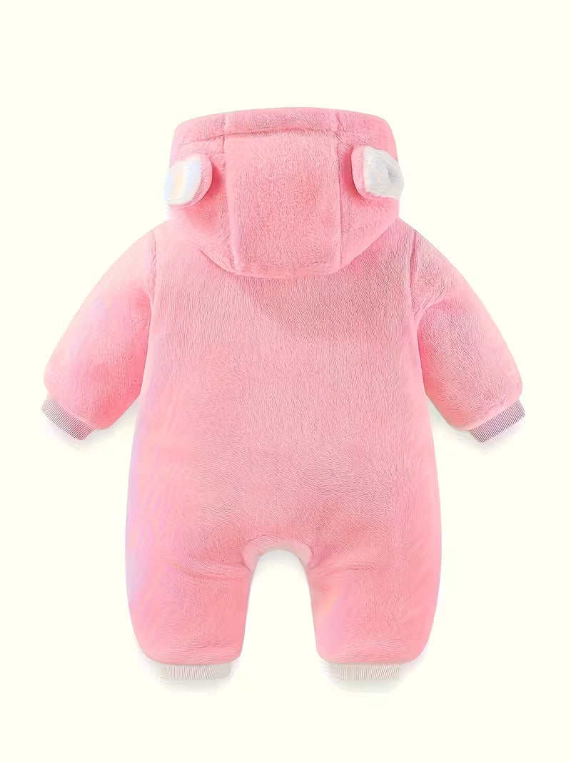 Ay Körpələr üçün Qışlıq Yumşaq Kapüşonlu Romper – Milad & Bayramlar üçün İdeal