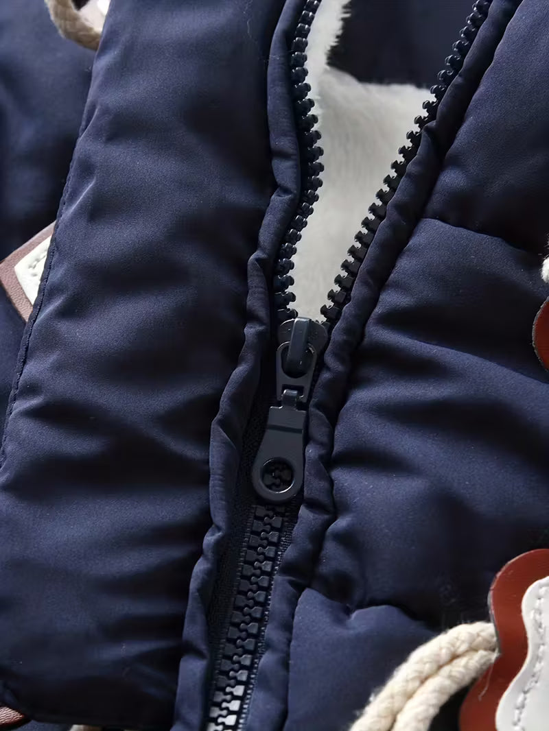 Gender-Neutral Körpə Qış Kombinezonu – Ayı Qulaqlı, Yumşaq və İsti”