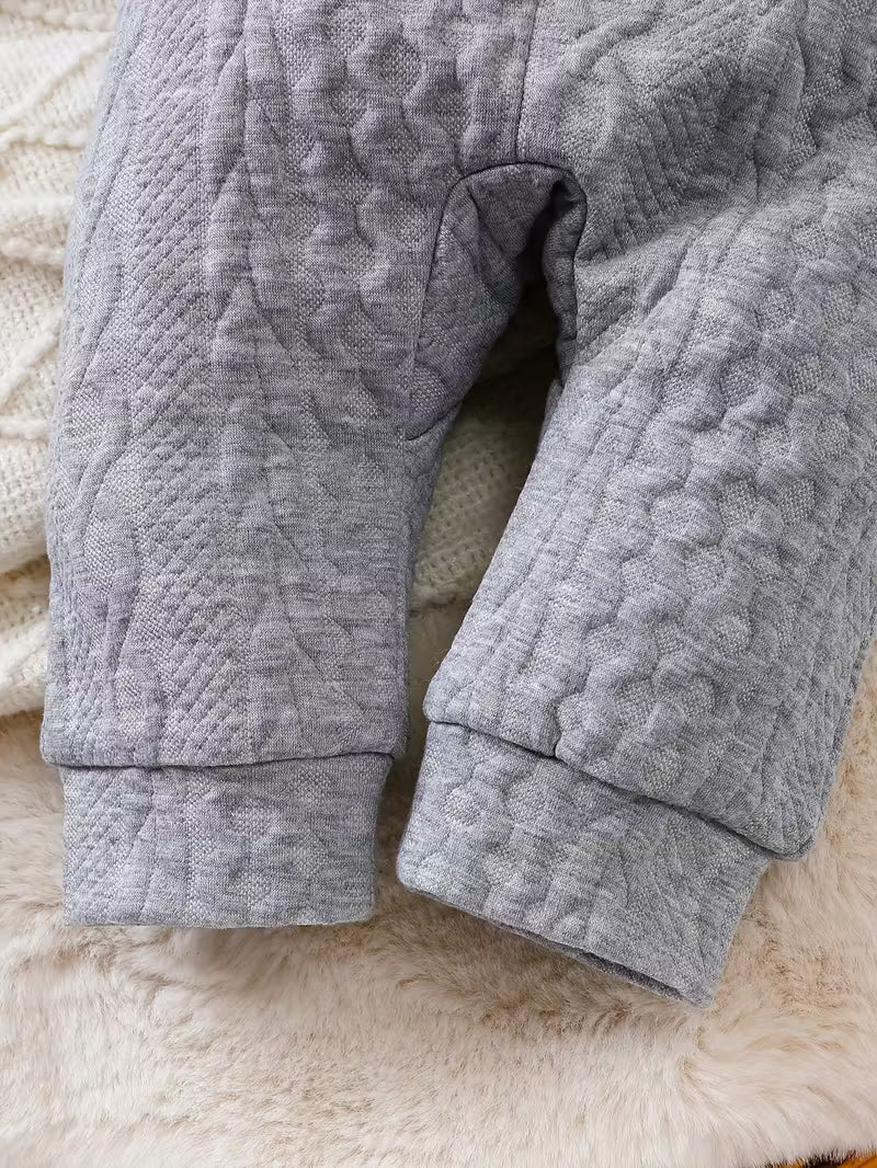 Körpə Qız üçün Rahat Qışlıq Romper – Yumşaq Parça, Cibli və Xarici Oyun üçün İdeal