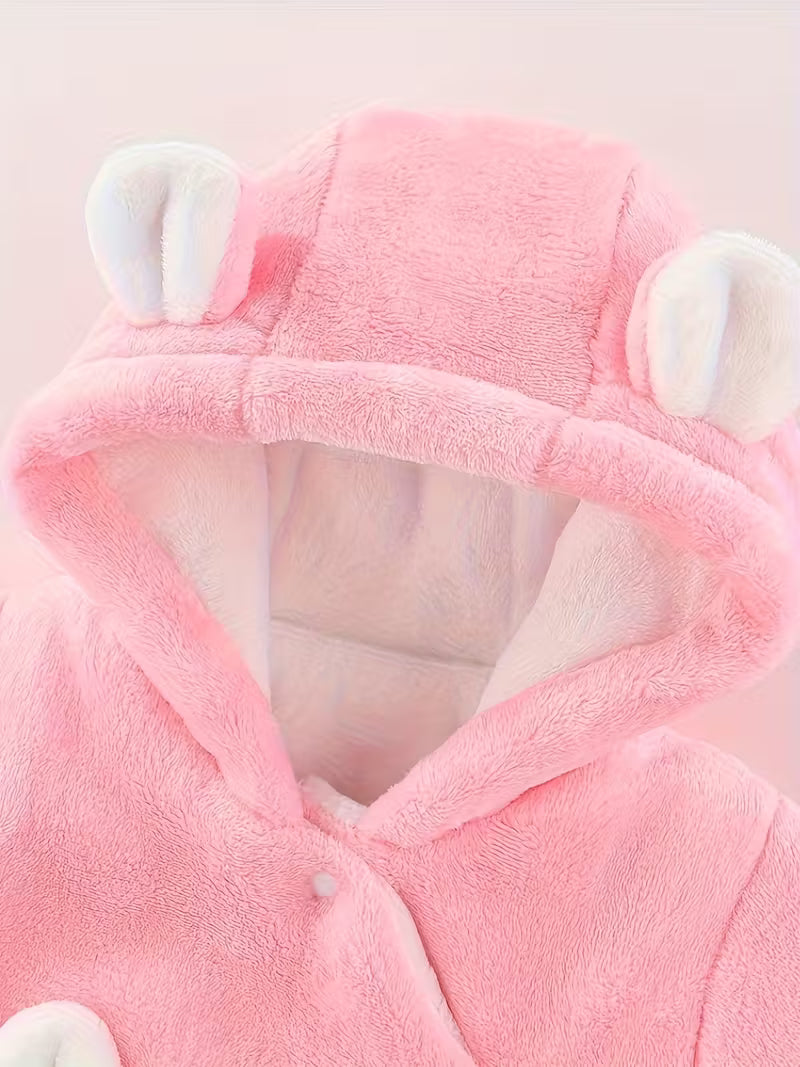 Ay Körpələr üçün Qışlıq Yumşaq Kapüşonlu Romper – Milad & Bayramlar üçün İdeal