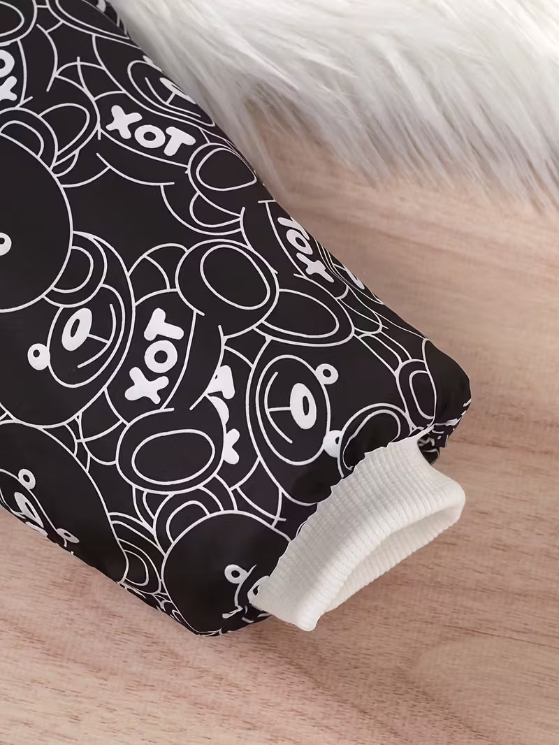 Körpələr üçün Qışlıq Fermuarlı Kombinezon – Rəng Bloklu, Yumşaq Polyester